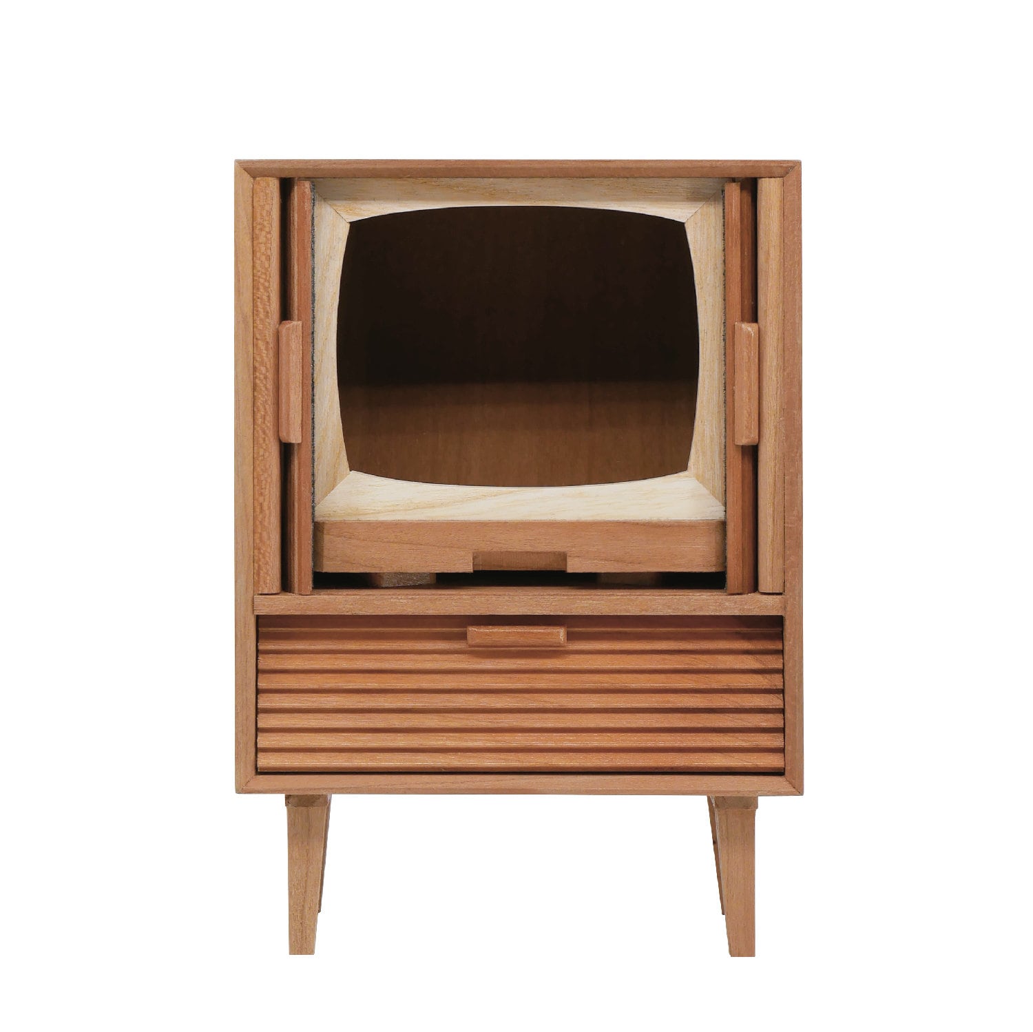 Miniature 1:6 Scale - Vintage - Retro Style - Wooden Empty TV Console ...