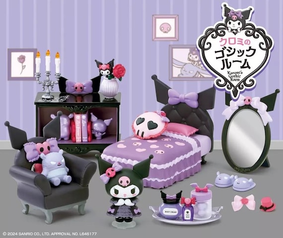 Re-ment Dollhouse - Miniature Kuromi's Gothic Room - Complete Set