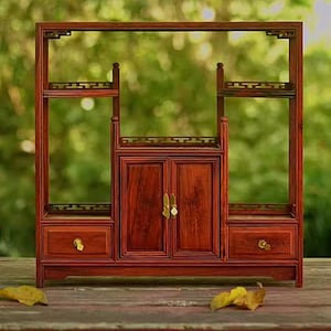 Miniature 1:8 Scale - Chinese Style Wooden Display Cabinet