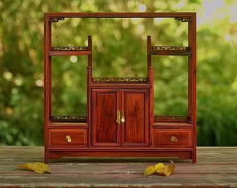 Miniature 1:8 Scale - Chinese Style Wooden Display Cabinet
