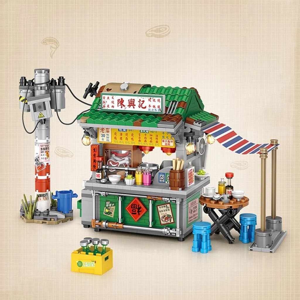 Building Blocks Hong Kong Street View Hawker Store Wonton Noodle Store Mini Bricks Etsy
