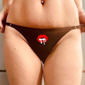 Blow Job Panties - Ladies Sexy Black Thong  - Kinky Panties - Wife Gift - Girlfriend Gift - Oral Graphic Thong