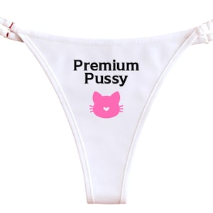 Bold Statement Thong with Pink Cat Graphic – Playful Underwear Gift image 1