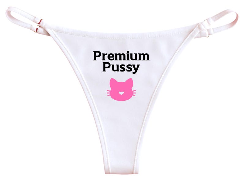 Bold Statement Thong with Pink Cat Graphic – Playful Underwear Gift image 1