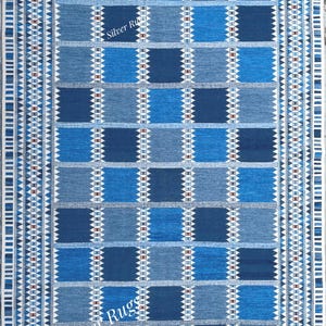 Blue Scandinavian inspired High Quality Hand woven Wool Rug for living Room Flatweave Rug Modern Boho Geometric Rug Home Décor