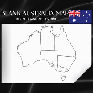 Druckbare Blanko Australien Karte | Australien Karte für Kinder | Australien Karte zum Ausmalen | Australien Geographie | Australien druckbar