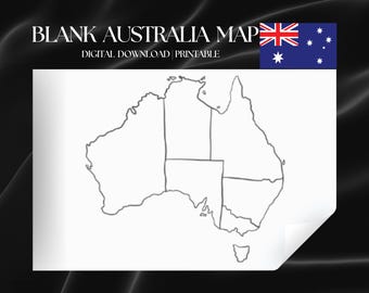 Printable Australia Map: Educational Coloring Page (Digital Download)