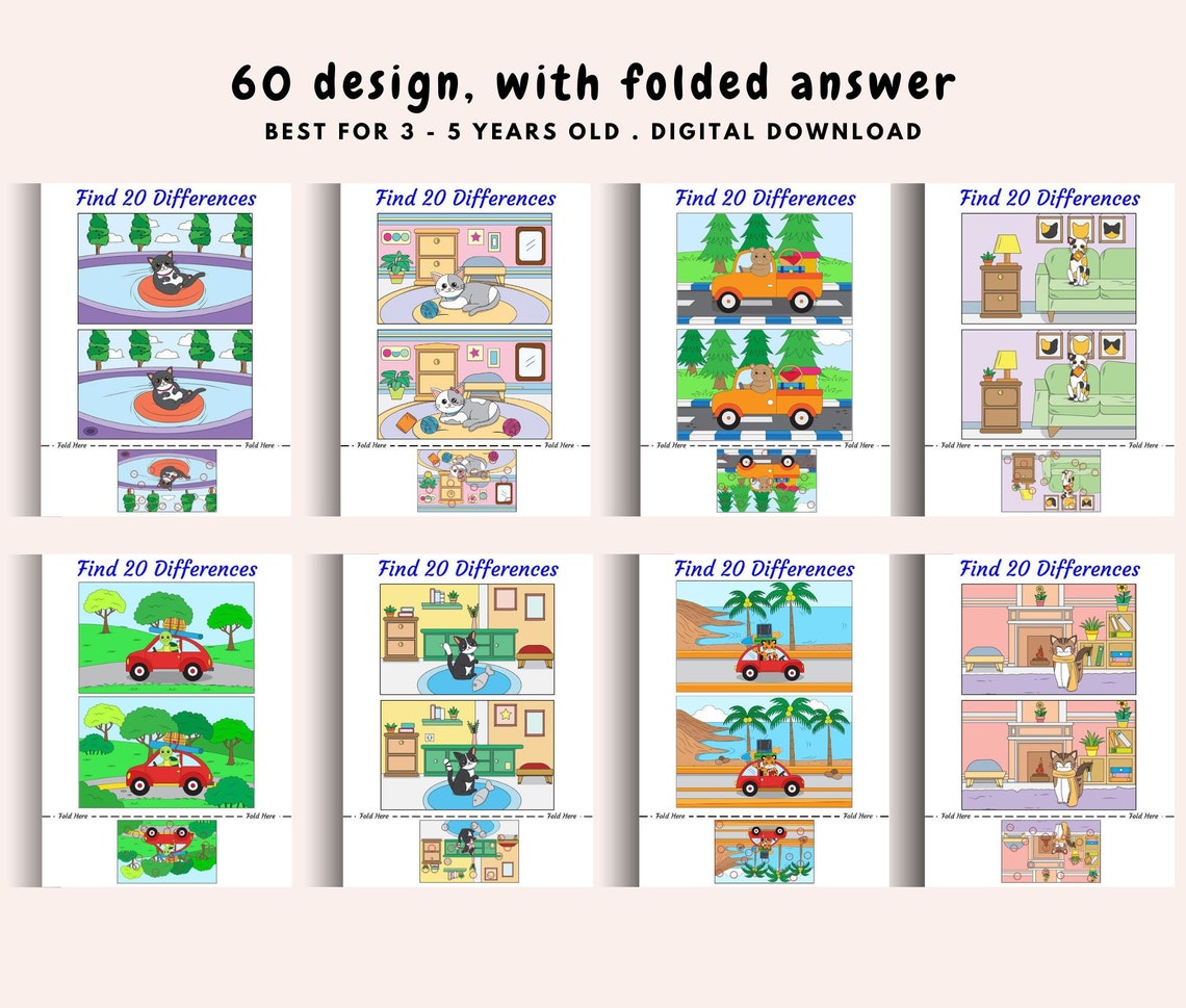 Spot the Difference Printable Worksheets, Find the Difference Game for ...
