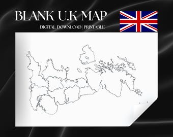 Mappa del Regno Unito vuota stampabile / Mappa del Regno Unito educativa per bambini / Pagina da colorare della mappa del Regno Unito / Geografia del Regno Unito / Regno Unito stampabile