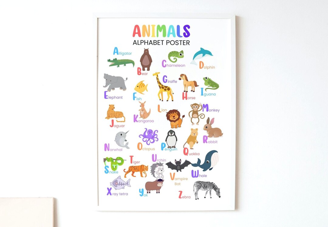 Animal Alphabet Poster,homeschool Prints,poster for Toddlers,learning ...