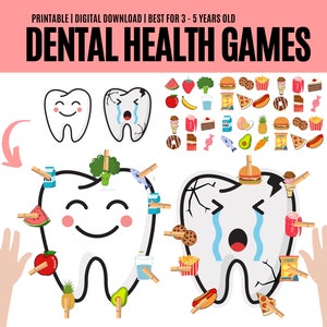 Dental Health Game Printable PDF, Preschool Toddler Tooth Activity printable, Dental Tooth Education, Tooth Games, Dental Kids Play