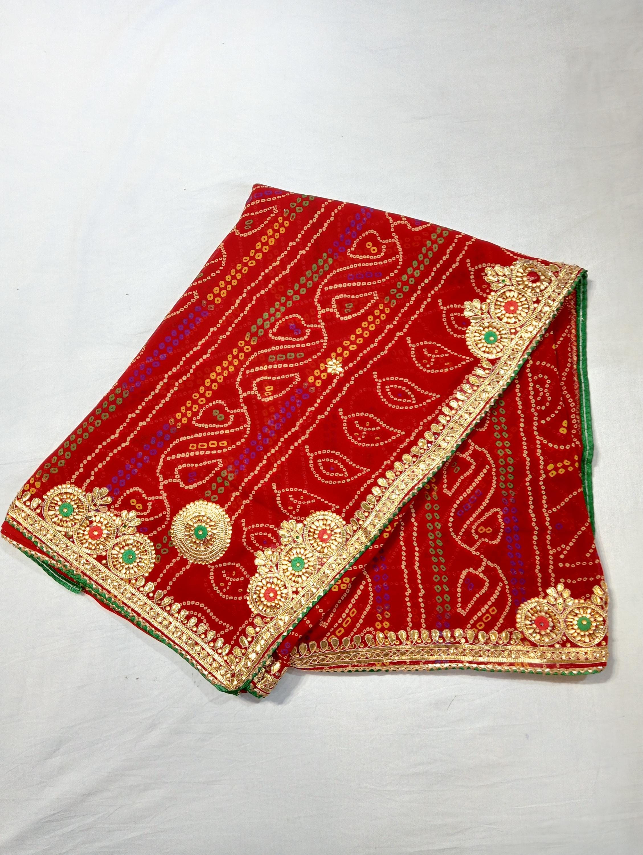 georgette gota patti chunri hand work saree saree for wedding gifted saree party wear saree traditional saree jaipuri fancy saree