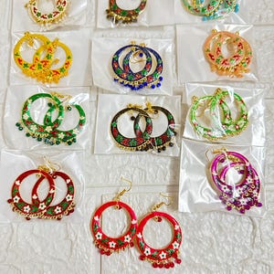 Meenakari Jhumki Chandbali Earrings: Mehndi Wedding Favors, Bridesmaid Gifts, Return Gifts, Sangeet Party Favours