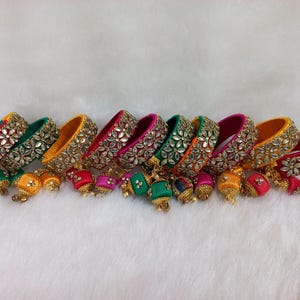 10-100 PCs Silk Thread Kundan Bangle Bracelets, Wedding Favors, Mehndi Sangeet Gifts, Dholki Party Favors, Bridesmaid Gifts, Mehendi Gift
