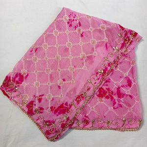 Pure Chiffon Embroidered And Handwork Party Wear & Wedding Wear Saree With Blouse, Designer Saree With Blouse,Bollywood Saree,Fancy Saree