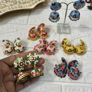 Assorted lot of meenakari earrings jhumkis wedding favour handmade earrings gifts bridesmaid gifts mehendi gifts sangeet gifts