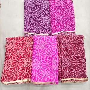 Chiffon Bandhani Saree, Party Wear Bandhej Sari, Without Blouse Sari, Traditional Saree, Lightweight Summer Wear Sari, Fancy Indian Saree