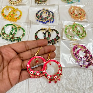 Assorted Lot of Meenakari Jhumki Earrings, Mehndi Favors, Wedding Return Gifts, Bridesmaid Party Favours, Mehendi Sangeet Dholki Jagoo Gifts