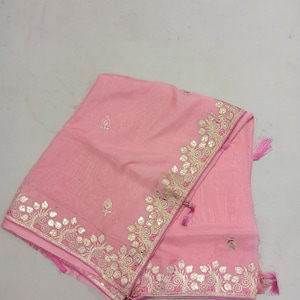 Pink Organza Gota Patti Work Saree-Saree For Special Occation-Gift For Her-Gift For Mom-Indian Saree