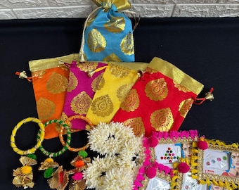 Potli, Gajra Scrunchie, Gota Bangle & Bindi Combo, Wedding Favor Set