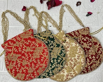 Lot Of 10-100 Indian Handmade Women's Embroidered Clutch Purse/Pouch/Drawstring Bag, Wedding Favor/Return Gift For Guests Free Express Ship