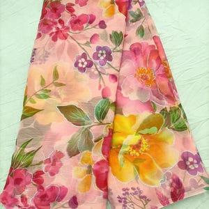 Peach flower print and foil print fancy party wear and daily wear saree without blouse,fancy saree,designer Chiffon saree, Saree for women