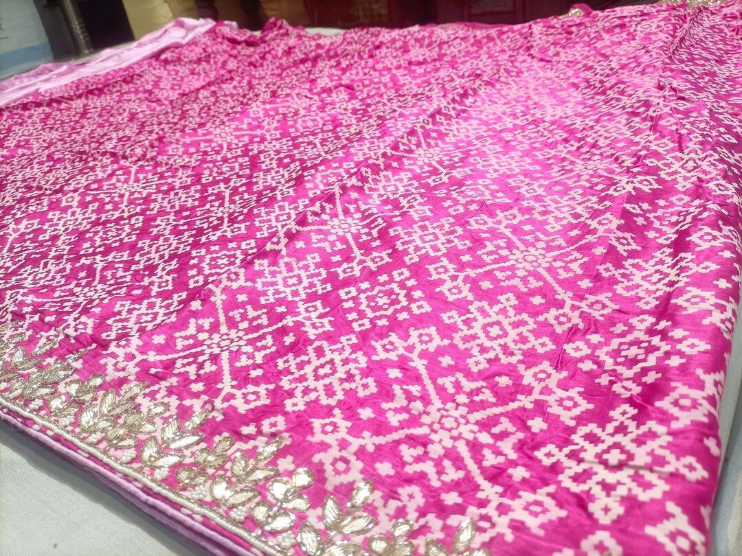 Pink Pure Azarak Silk Hand Made Gota Patti Jaipuri Work Saree-saree for ...