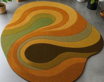 Hand-Tufted Wool Area RugModern Textured Area Rug: Earthflow Design, Soft & Durable