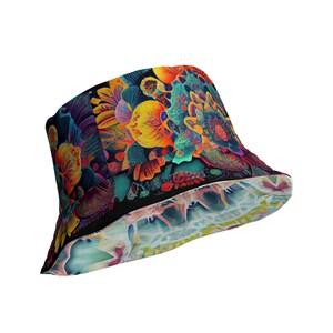 Psychedelic hippie colorful Reversible bucket hat