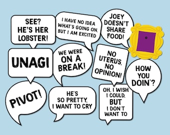 FRIENDS series photo props, Best Quotes for friends party, TV, Funny quotes, Photo booth props, Party props, UNAGI, Pivot, Lobster, Funny