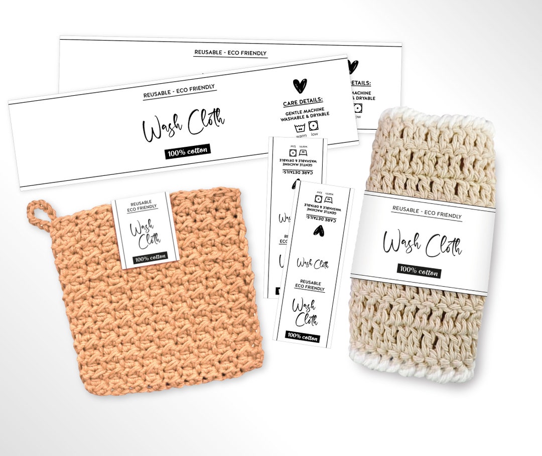 Dishcloth Wrap Labels, Washcloth Label, Wash Cloth Tags, Dish Cloth Tag ...
