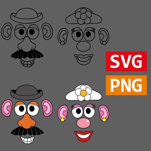 Mr Potato svg png, Mrs Potato Head SVG, Potato Head SVG, PNG, Toy Story, afdrukbaar, Clipart, Digitaal bestand, Cricut, Potato Head-bestanden, ambacht