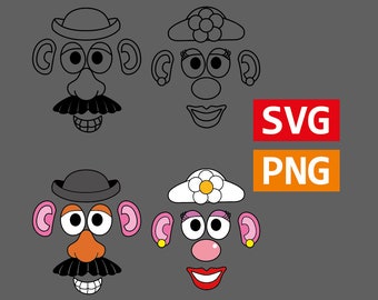 Mr Potato svg png, Mrs potato head SVG, Potato head SVG, png, Toy story, printable, Clipart, Digital file, Cricut, Potato head files, craft
