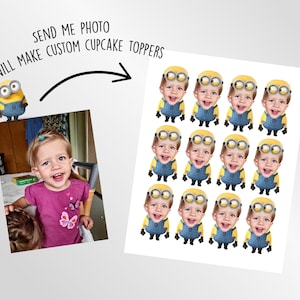 Minion cupcake topping, Minion birthday cake decor, Custom cupcake topper, printable Minion cake topper, DIY Minion, birthday