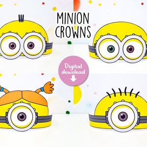 Minion crown, Minion birthday crown, Party headband, printable Minion crowns, DIY Minion, Birthday crown, Minion decor