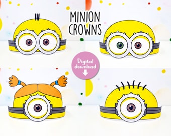 Minion crown, Minion birthday crown, Party headband, printable Minion crowns, DIY Minion, Birthday crown, Minion decor