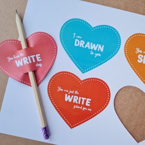 Druckbare Valentinstagskarten, digitaler Download, Kinder-Valentinsgrüße, Bleistift-Wortspiele, Sie sind so scharf, Sie sind nur schreiben, Klassenzimmer Valentine