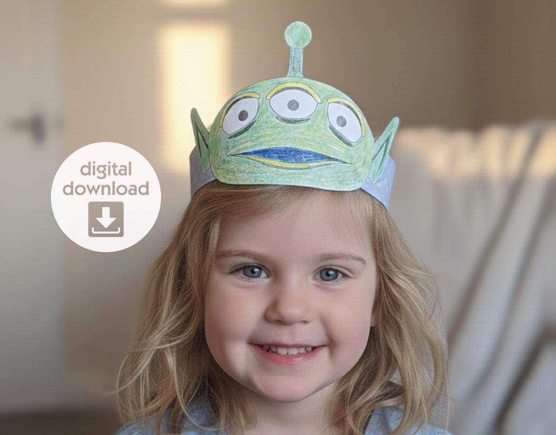 Printable Alien Paper Crown, Color Your Own Space Mask, Toy Story ...