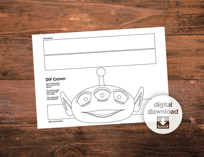Printable Alien Paper Crown, Color Your Own Space Mask, Toy Story ...