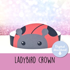 Ladybug crown, Ladybird birthday hat, Ladybird headband, printable insect party hat, Ladybug mask, insect crown, printable, Ladybird