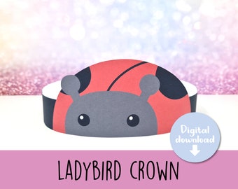 Ladybug crown, Ladybird birthday hat, Ladybird headband, printable insect party hat, Ladybug mask, insect crown, printable, Ladybird