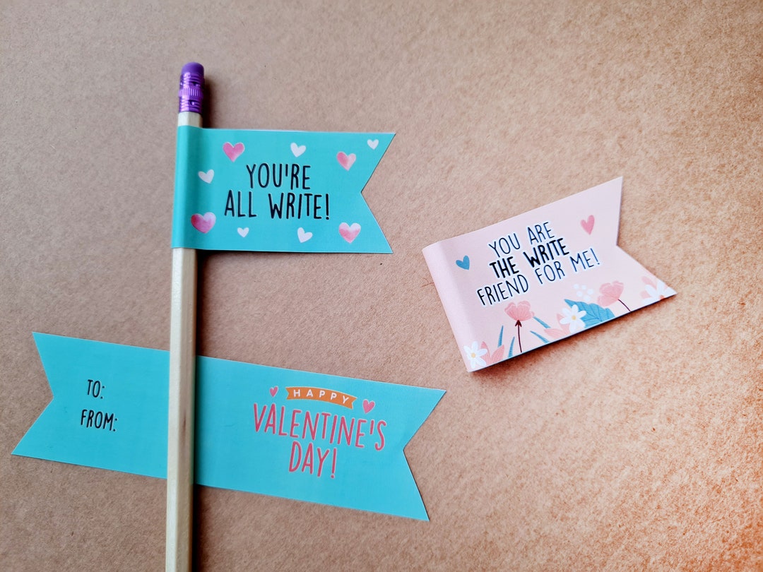 Valentine Printable Pencil Tags, Instant Download, Printable Valentine ...