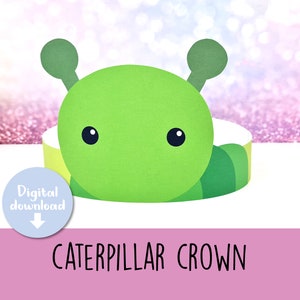 Caterpillar crown, Caterpillar birthday hat, Caterpillar headband, printable insect party hat, Caterpillar mask, insect crown, printable