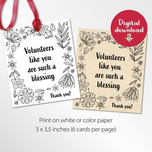 Volunteer Thank You Gift Tag, Volunteer card, Printable thank you card, Volunteer Appreciation, gift for volunteer, Volunteer gift, Digital