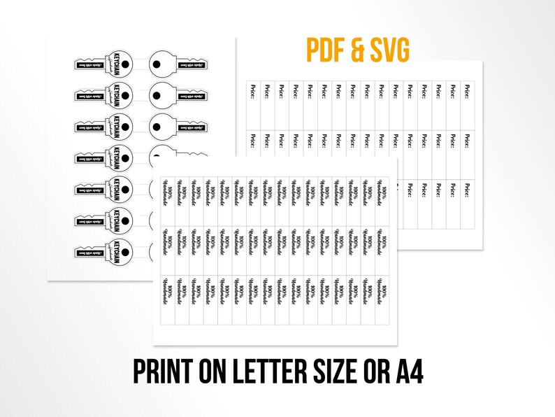 Keychain Tags, Keychain Labels, Printable Tags for Handmade Keychains