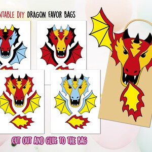 Dragon favor bag, Dragon party, Dragon birthday party, DIY dragon favor bag, Printable dragon, DIY party bag, favor bag, favor for kids
