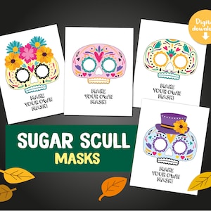 Day of the Dead sugar skull mask, Dia de los Muertos photo booth props, Calavera halloween face mask Calacas skull mask, Sugar scull mask