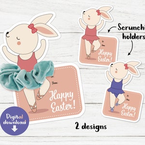 Porta scrunchie de coelhinho da Páscoa, bailarina de coelho, scrunchie de Páscoa, scrunchie para imprimir, porta scrunchie, scrunchie de coelhinho, aniversário