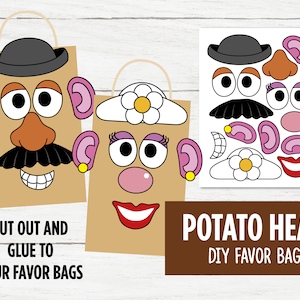 Mr Potato head favor bag, Mrs potato head, Potato head party, DIY Potato head favor bag, Printable Mr Potato head, DIY party bag, favor bag