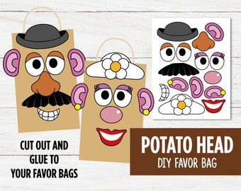 Bolsa de recuerdo del Sr. Cabeza de Papa, Sra. Cabeza de Papa, fiesta de Cabeza de Papa, bolsa de recuerdo DIY de Cabeza de Papa, Sr. Cabeza de Papa imprimible, bolsa de fiesta DIY, bolsa de recuerdo